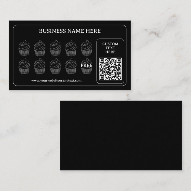 Simple Cupcake QR Code Bakery Gift Coffee Shop Loyalty Card (Front/Back)