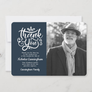 Simple Cursive Calligraphy Photo Memorial Thank You Card