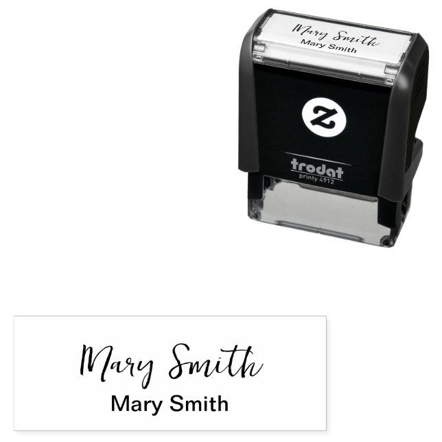 Simple Cursive "Signature" & Printed Name Template Self-inking Stamp (In Situ)