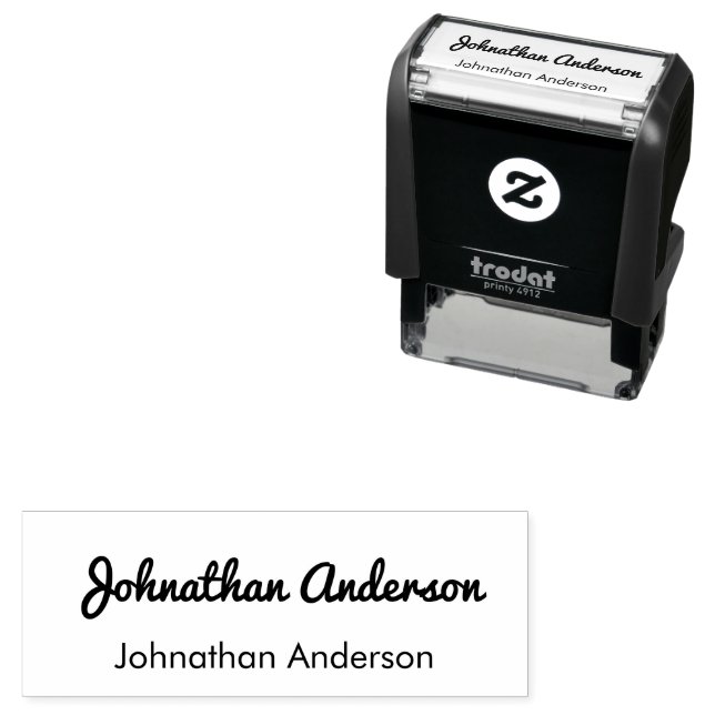 Simple Cursive "Signature" & Printed Name Template Self-inking Stamp (In Situ)