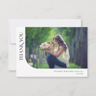 Simple Curved Photo Wedding Thank You Card