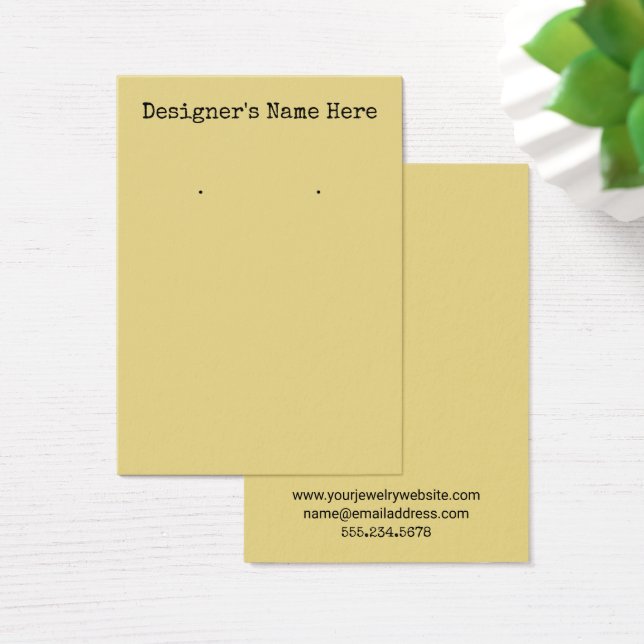 Simple Custard Yellow Earring Holder Display Card (Desk)