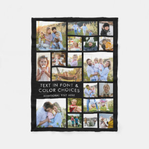 Simple Custom 19 Photo Collage Fleece Blanket