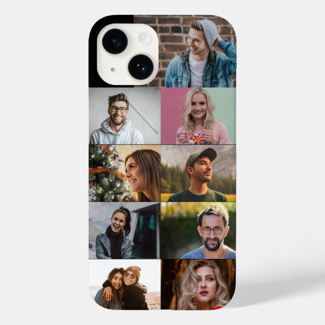 Simple Custom 9 Photo Collage Modern Personalised Case-Mate iPhone Case (Back)