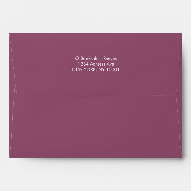 Simple custom address plum purple colour envelope (Back (Top Flap))