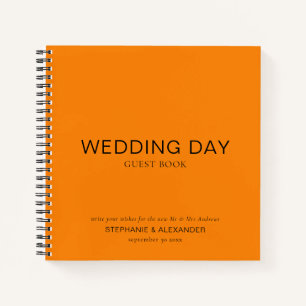 Simple Custom Autumn Orange Wedding Guest Book