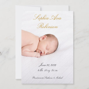 Simple Custom Baby Birth Announcement Photo Card