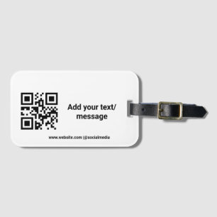simple custom barcode add your text website QR Cla Luggage Tag