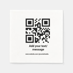 simple custom barcode add your text website QR Cla Napkin
