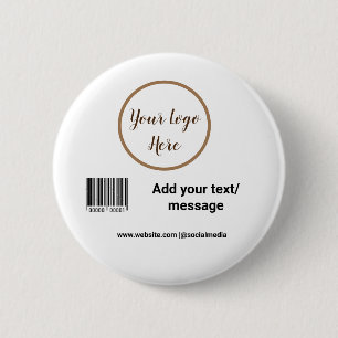 simple custom barcode add your text website QR Sq 6 Cm Round Badge