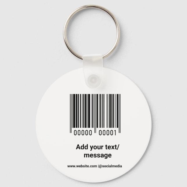simple custom barcode add your text website QR  Sq Key Ring (Front)