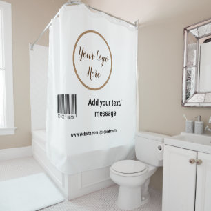 simple custom barcode add your text website QR  Sq Shower Curtain