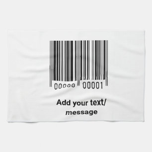 simple custom barcode add your text website QR  Sq Tea Towel