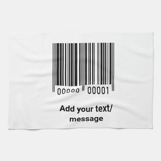 simple custom barcode add your text website QR  Sq Tea Towel (Horizontal)