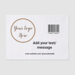 simple custom barcode add your text website QR Sq Tissue Paper