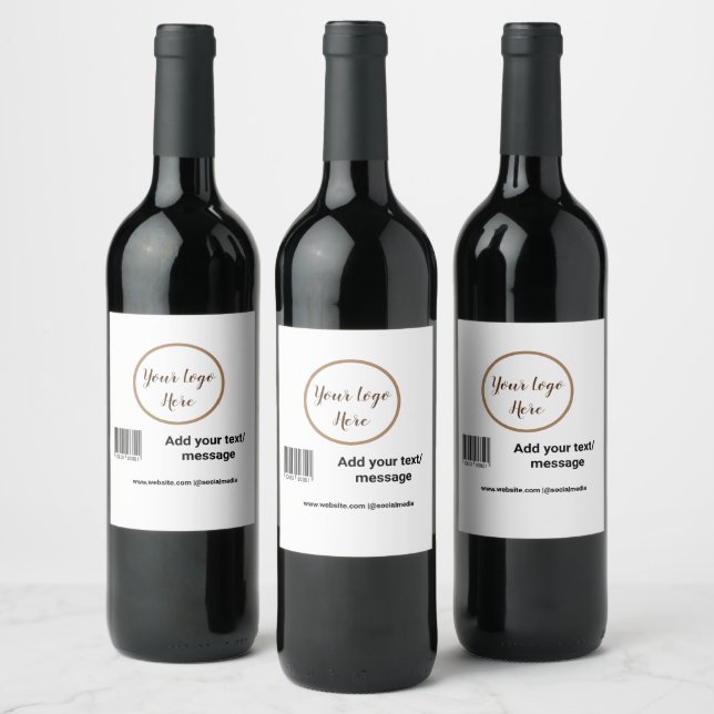 simple custom barcode add your text website QR  Sq Wine Label (Bottles)