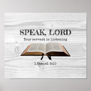 Simple Custom Bible SPEAK LORD Rustic Christian Poster