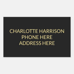 Simple custom black gold name contact info rectangular sticker