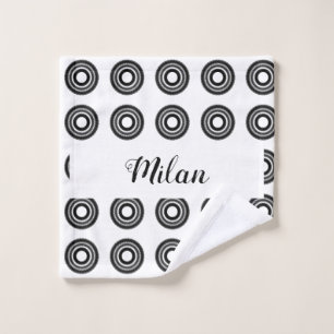 simple custom BLACK mandala monogram add your name Wash Cloth