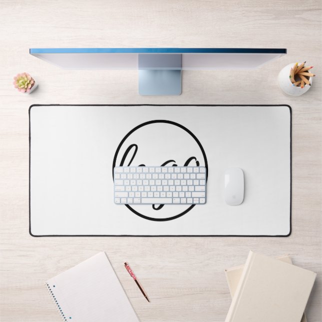 Simple Custom Black White Logo Business Modern Desk Mat (Office 1)