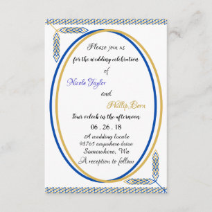 simple custom blue and yellow wedding invitations