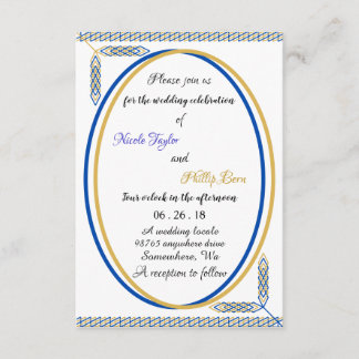 simple custom blue and yellow wedding invitations