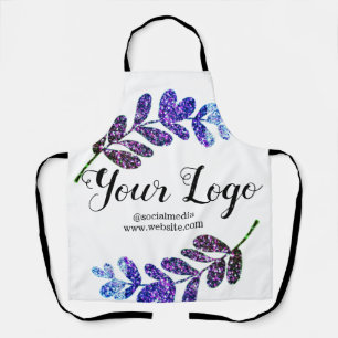 simple custom blue purple black leaves add logo  t apron