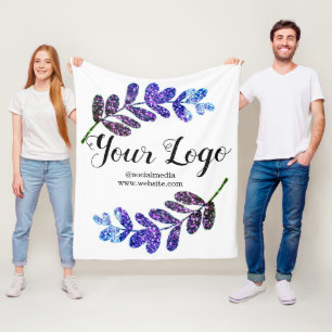 simple custom blue purple black leaves add logo  t fleece blanket