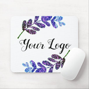 simple custom blue purple black leaves add logo t mouse mat