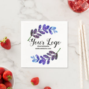 simple custom blue purple black leaves add logo t napkin