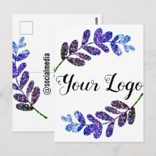 simple custom blue purple black leaves add logo  t postcard