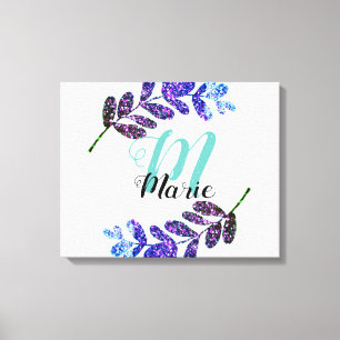 simple custom blue purple black leaves add your t canvas print