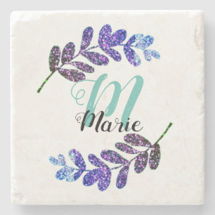 simple custom blue purple black leaves add your t stone coaster