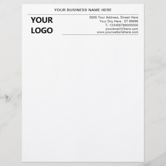Simple Custom Business Letterhead with Logo  (Front)