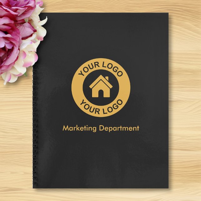 Simple Custom Business Logo And Text Black Notebook (Creator Uploaded)