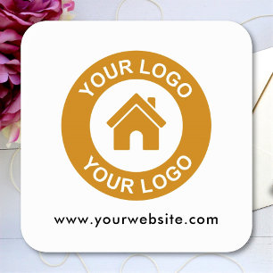 Simple Custom Business Logo and Text Square Sticker