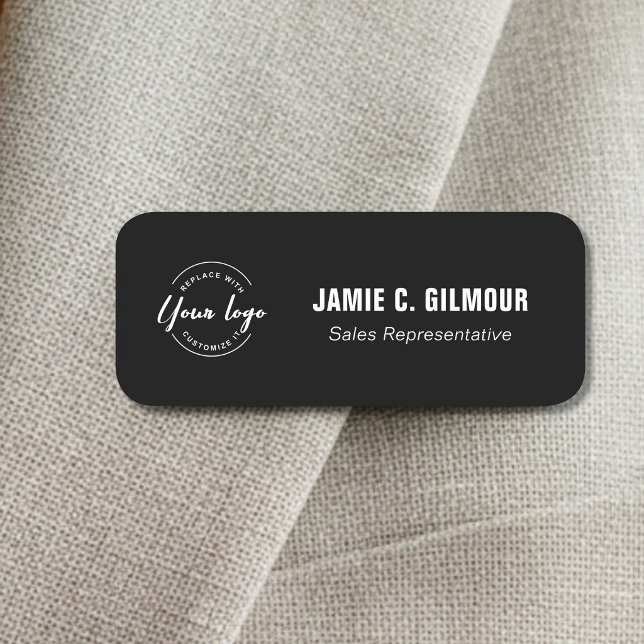 Simple Custom Business logo Employee Custom  Name Tag (Custom logo, name and title magnetic name tag on light suit.)