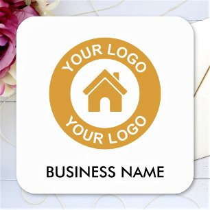 Simple Custom Business Logo Name Text Square Sticker