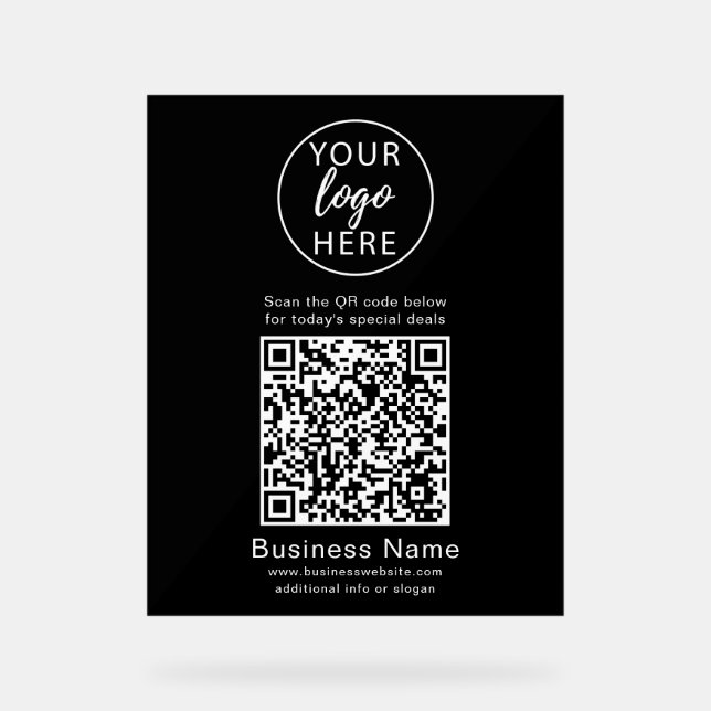 Simple Custom Business Logo QR Code Acrylic Sign (Front)