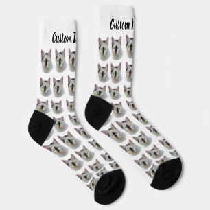 Simple Custom Cat Pet Photo Personalised Text Sock