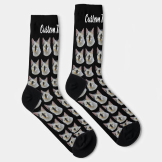 Simple Custom Cat Pet Photo Personalised Text Sock