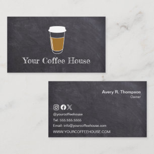 Simple Custom Chalkboard Coffee Cup Cafe Shop Loyalty Card