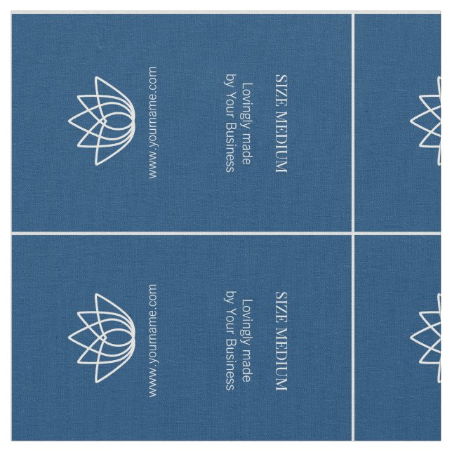 Simple custom clothing garment labels blue white fabric (Close Up)