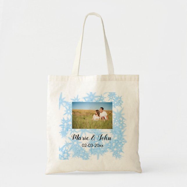 simple custom colorful blue sparkle glitter throw  tote bag (Front)