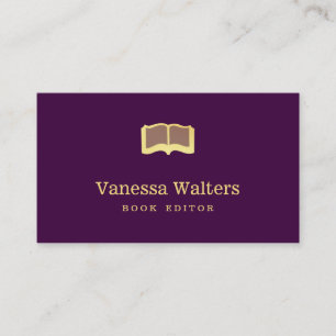 Simple Custom Colour Book Editor Elegant Gold Book Business Card