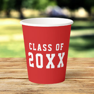 Simple Custom Colour Varsity Graduating Class Year Paper Cups