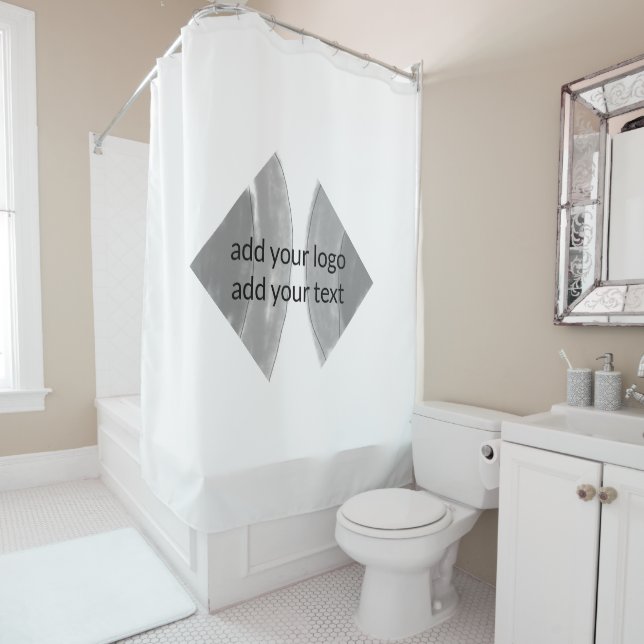 simple custom colourful blue sparkle glitter throw shower curtain (In Situ)