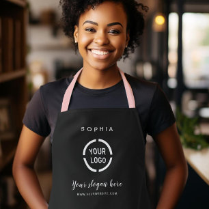 Simple Custom Company Logo personalised black Apron