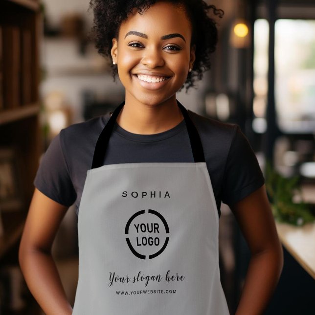 Simple Custom Company Logo personalised grey Apron (Simple Custom Company Logo personalized gray Apron)