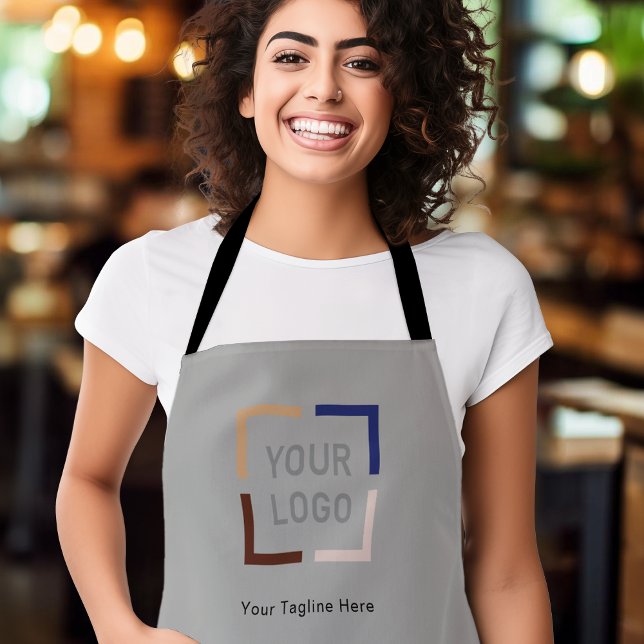 Simple Custom Company Logo personalised grey Apron (Simple Custom Company Logo personalized gray Apron)